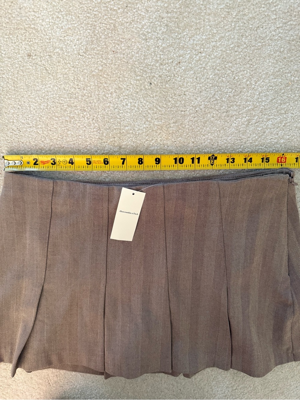 Abercrombie & Fitch Pleated Mini Skort Brown Taupe Herringbone Size M - Picture 6 of 7